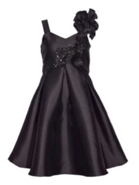 Macy's Black One-Shoulder Flower-Applique Formal Dress for Girls